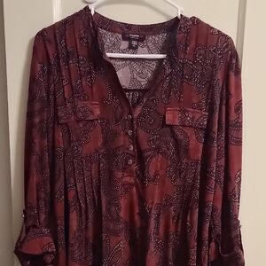 Cocomo Women's Burgundy Paisley Blouse